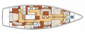 Pôdorys - BENETEAU 57